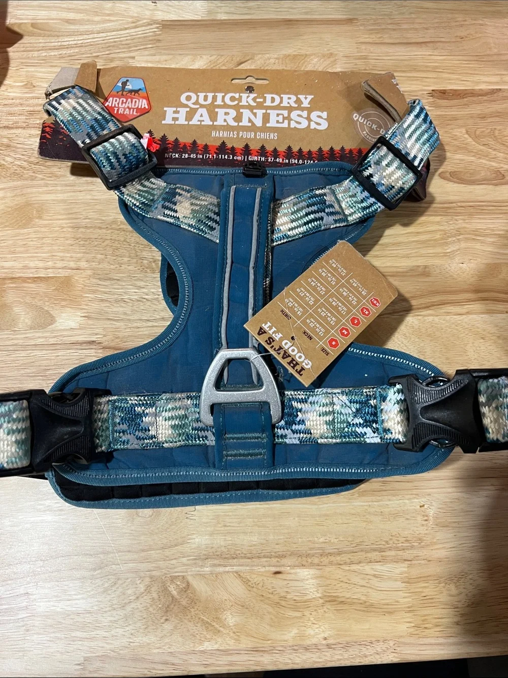 Arcadia trails Quick-Dry Harness in Teal and Blue XXL 28-45 neck 37-49 girth z98